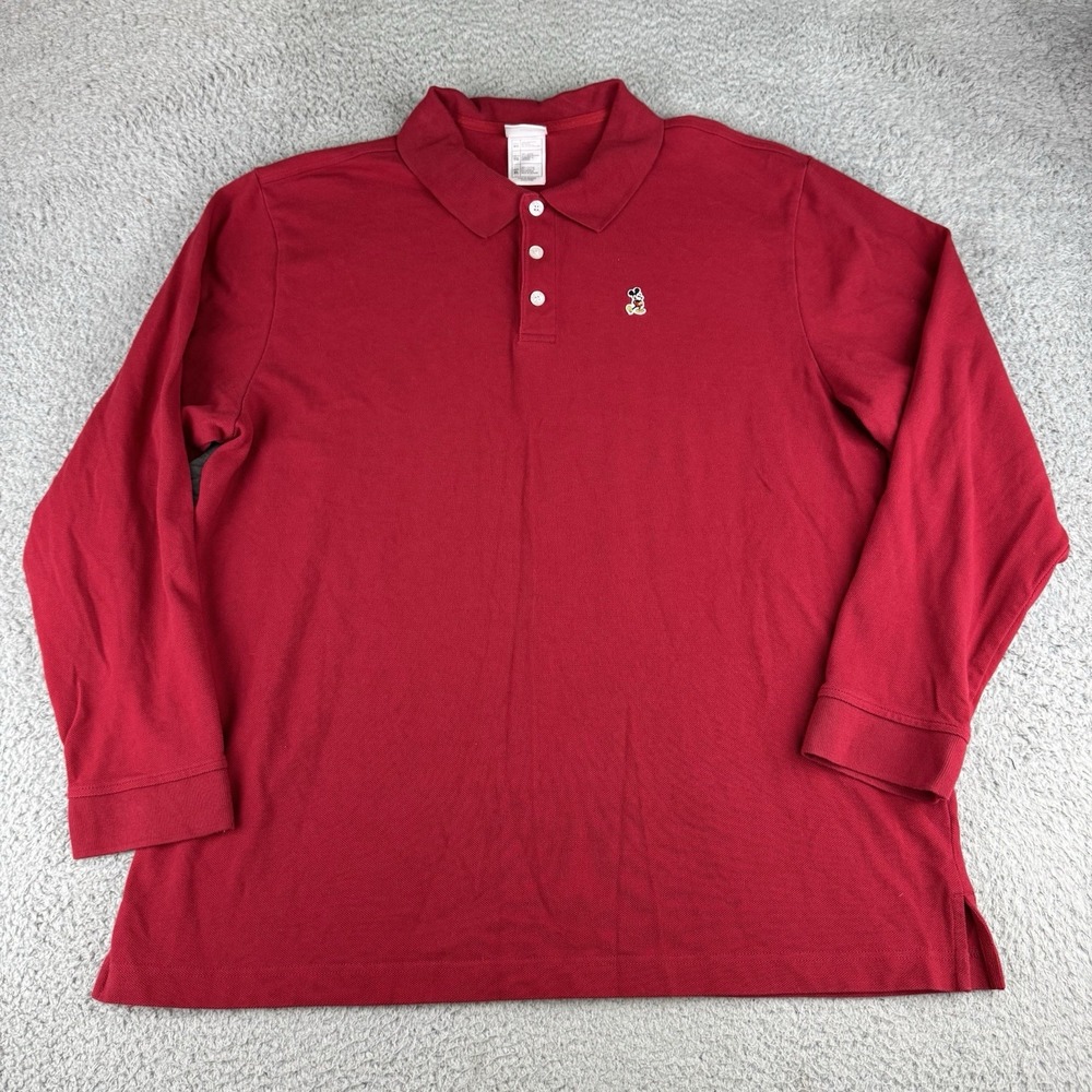 Disney Mickey mouse long sleeve Collar‎ Shirt Men's size Xl Y2k Rugby 2000s